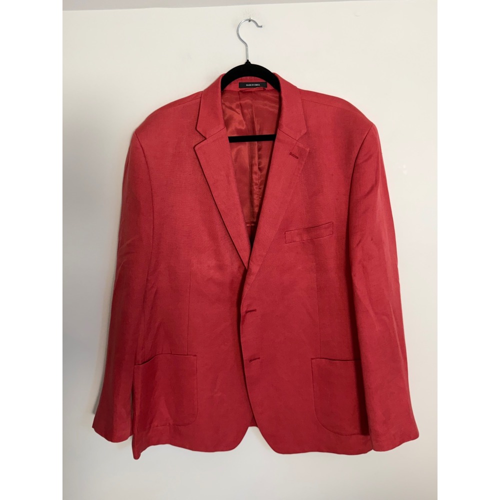 Lauren Ralph Lauren Red Silk Linen Slim Fit Blazer Sport Coat 50R Mens